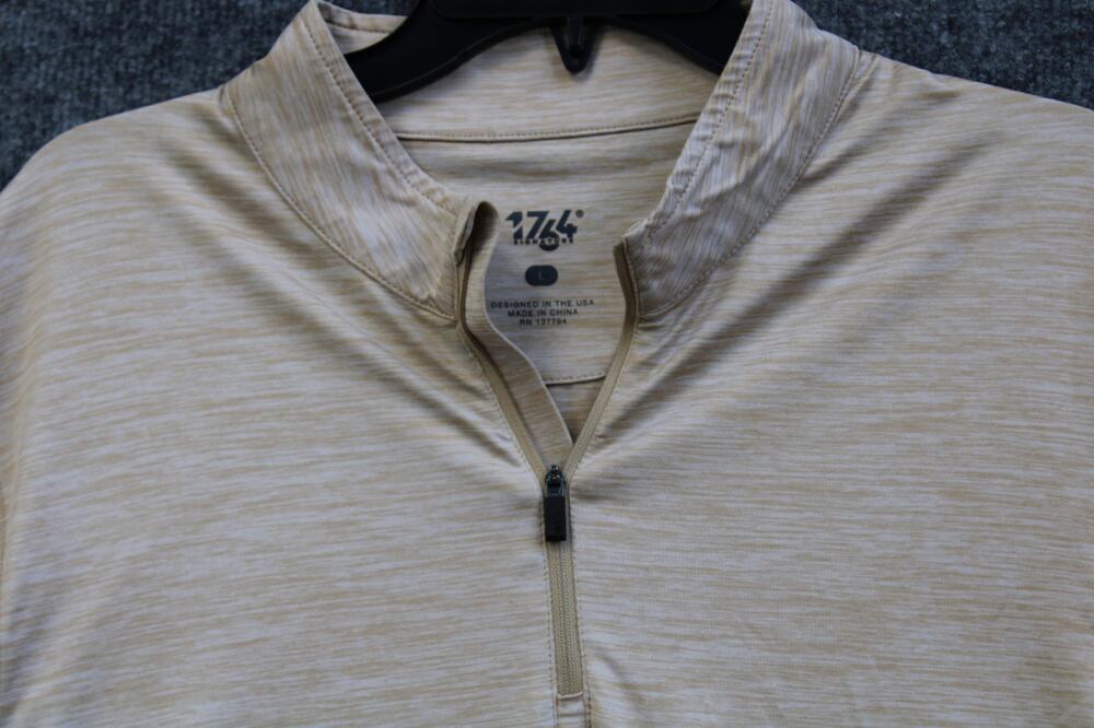 1764 Golf Men's Size L Tan Oatmeal Heathered Quarter Zip Performance Pullover